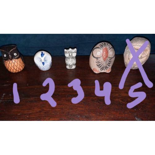 Prachtige verzameling 17 stenen/koperen uiltjes/uilen