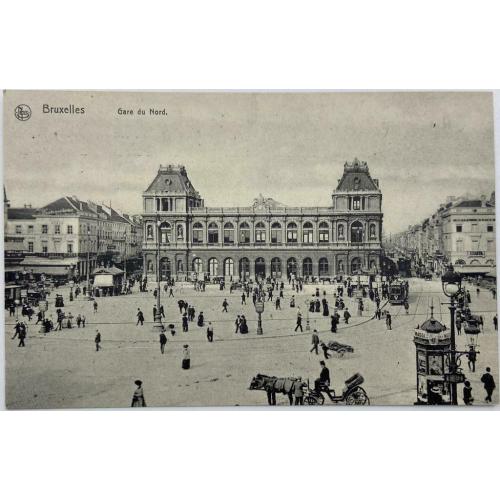 Carte postale <1920 Bruxelles Gare Du Nord -belle animation