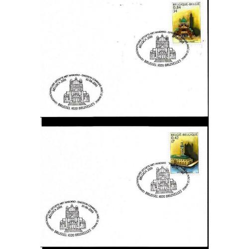 België 2001 Eerstedag- of gelegenheidsstempel OBP 3002/3